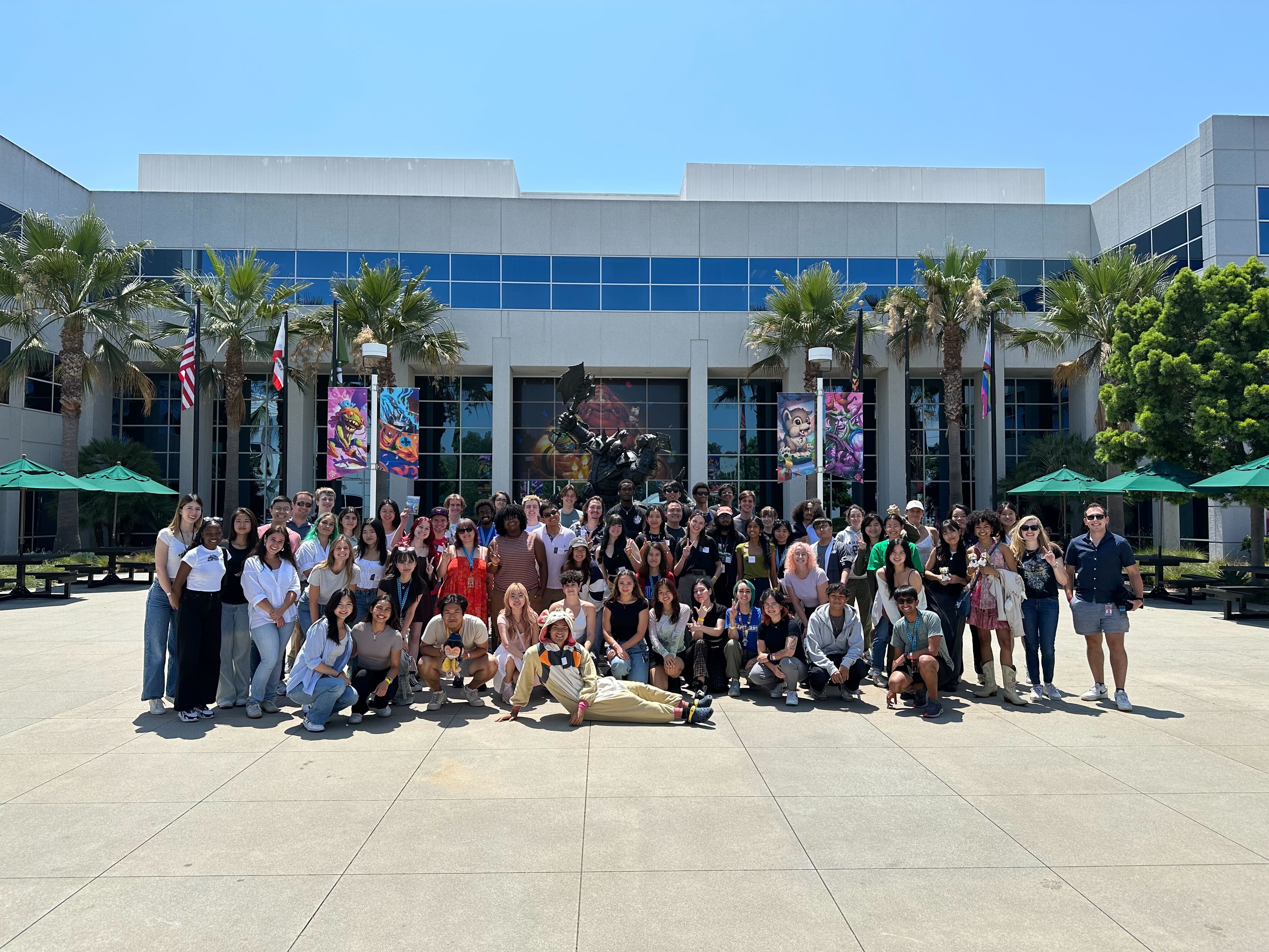 2024 Activision Blizzard interns posing for a group photo at Blizzard headquarters.